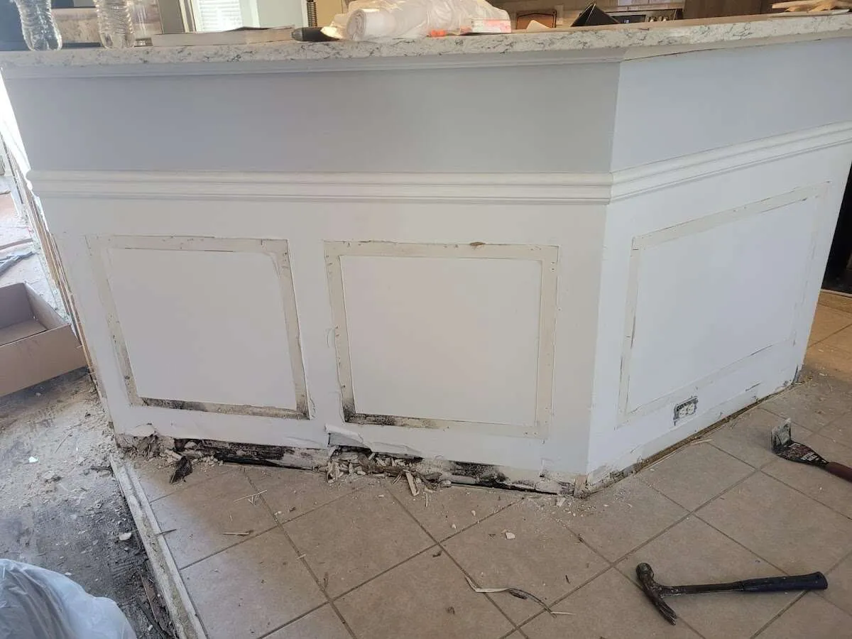 Water damage and mold on kitchen during Storm Damage Restoration in Dover